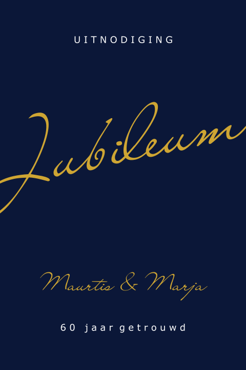 Donkerblauwe jubileumkaart voor 60 jaar